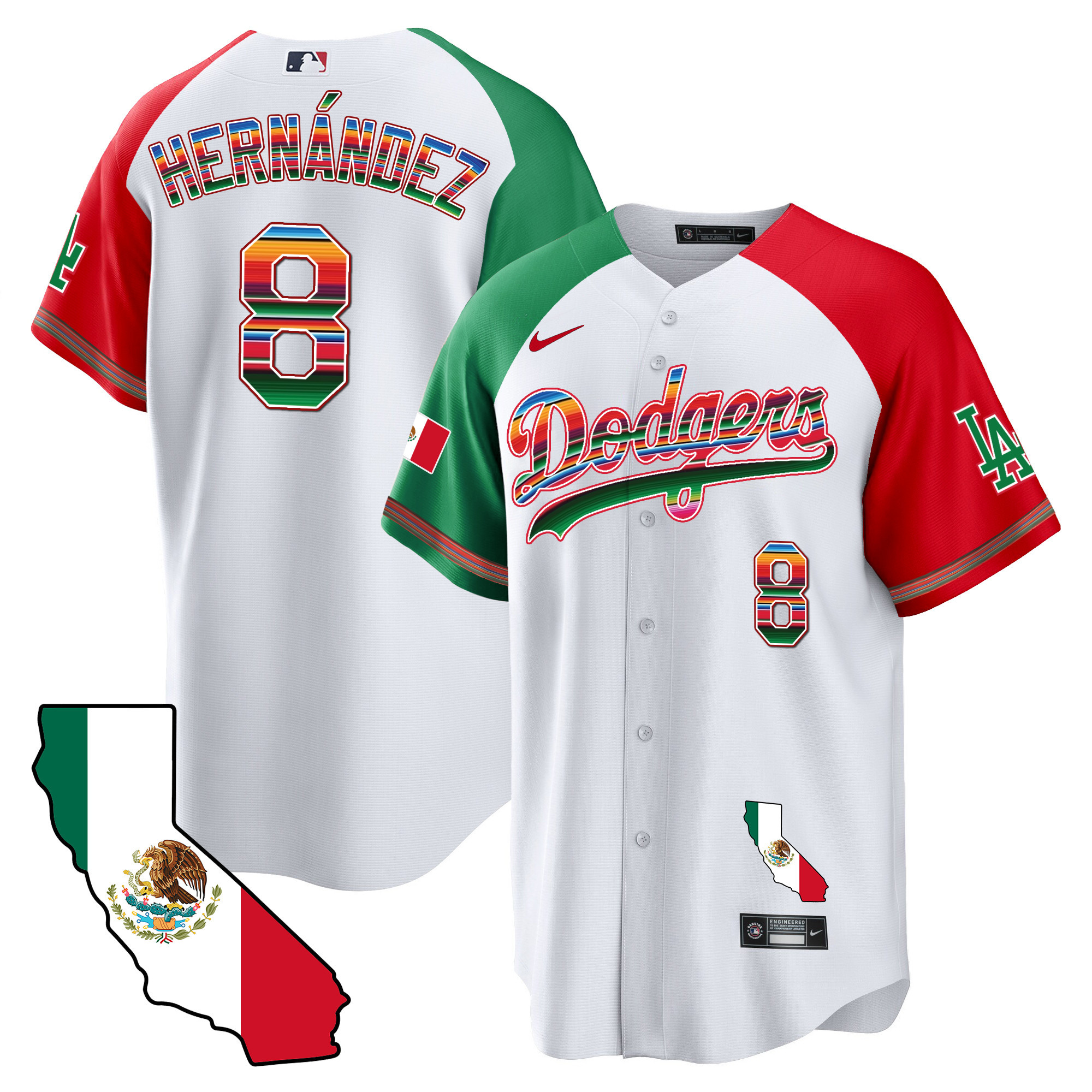 Kike Hernandez Men's Los Angeles Dodgers Mexico California Map Cool Base Alternate Jersey