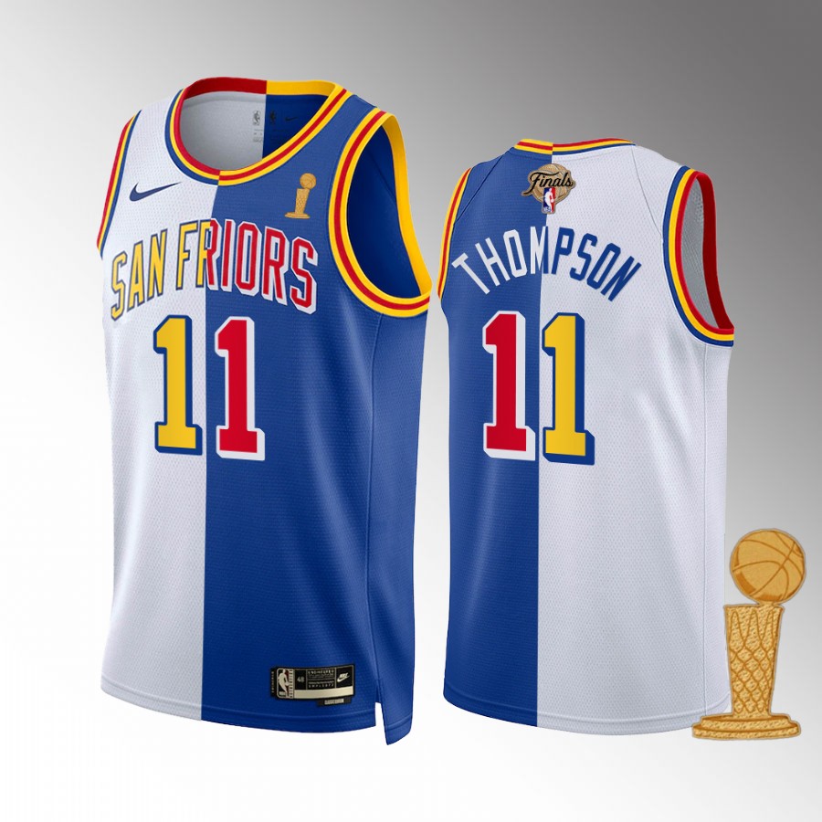 Klay Thompson  Champions Golden State Warriors White Royal #11 Jersey Classic Split