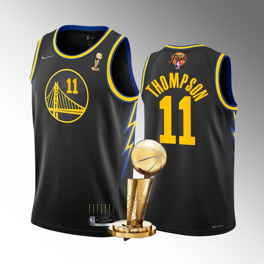 Klay Thompson Finals Champions Golden State Warriors Black #11 Jersey City