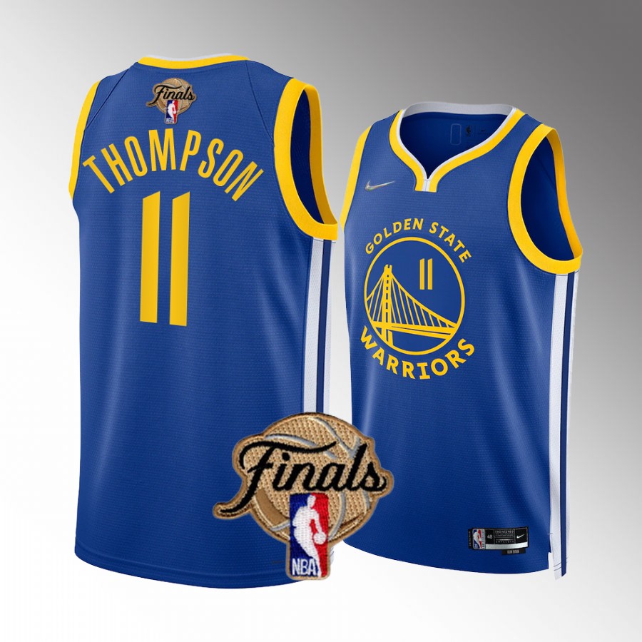 Klay Thompson Golden State Warriors Finals Jersey Royal #11 Diamond Badge Dub