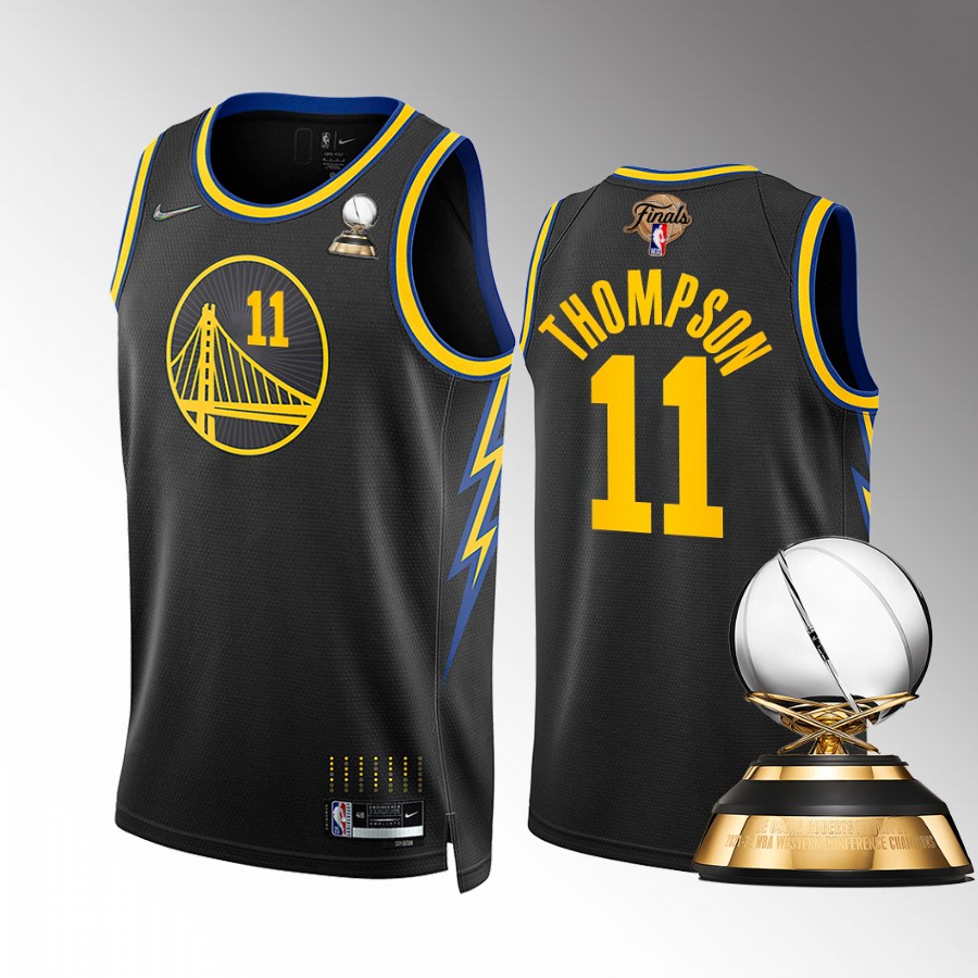 Klay Thompson Golden State Warriors Western Conference Champions Jersey Black #11 New Oscar Robertson Dub