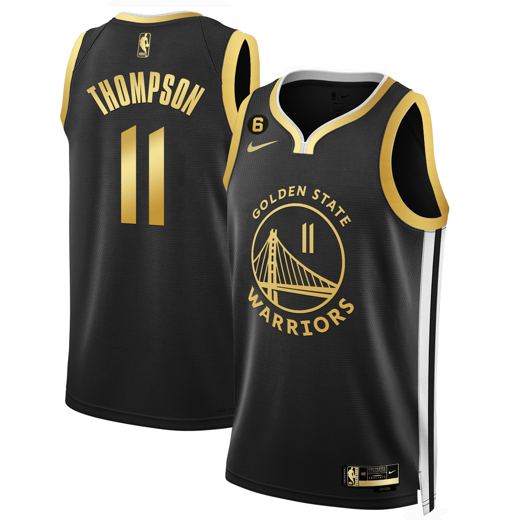 Klay Thompson Golden State Warriors Icon Black Gold Jersey - All Stitched