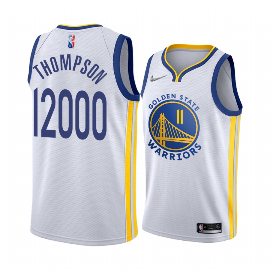 Klay Thompson Golden State Warriors White #11 Career 12000 Points Jersey Return Commemorative