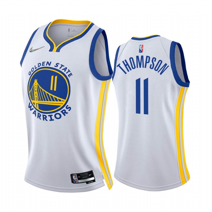 Klay Thompson Golden State Warriors White Association Edition Women Jersey 75th Diamond Badge