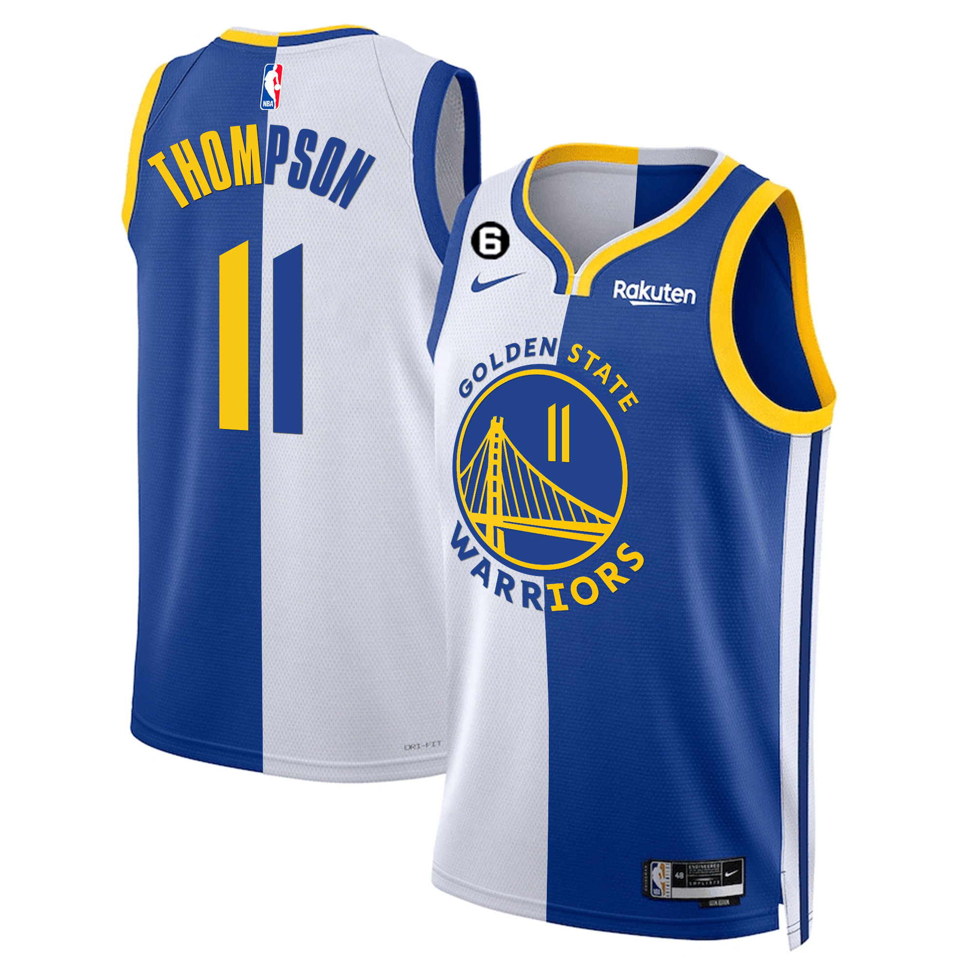 Klay Thompson Men's Golden State Warriors Collection Split Jersey - All Stitched