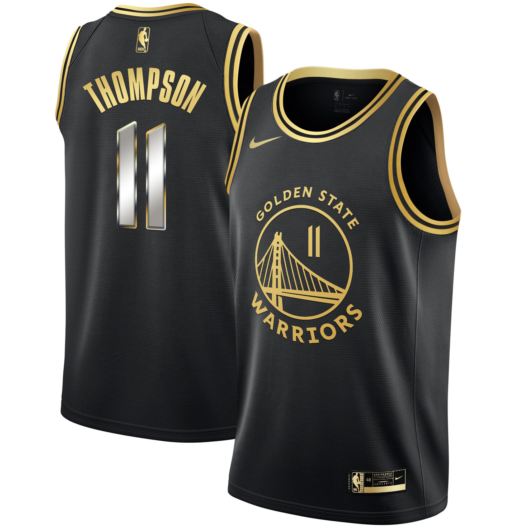 Klay Thompson Men's Golden State Warriors Black Limited & Gold Jersey - All Stitched