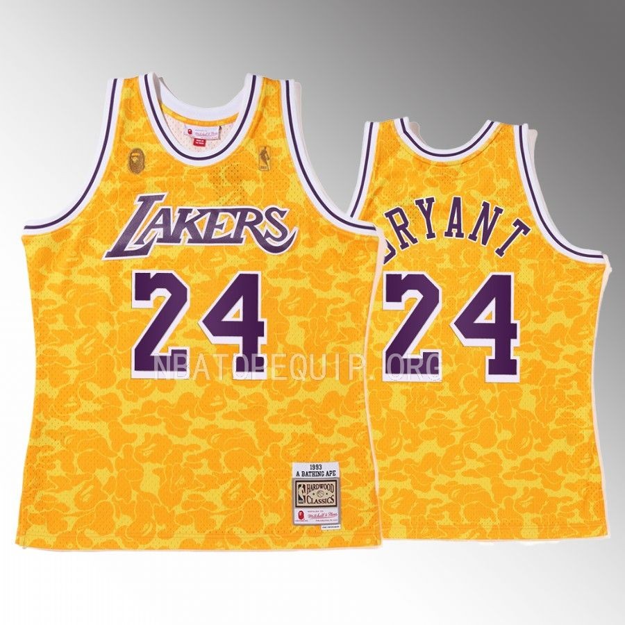 Kobe Bryant BAPE Los Angeles Lakers Jersey Camo Tanktop Gold Men's jersey