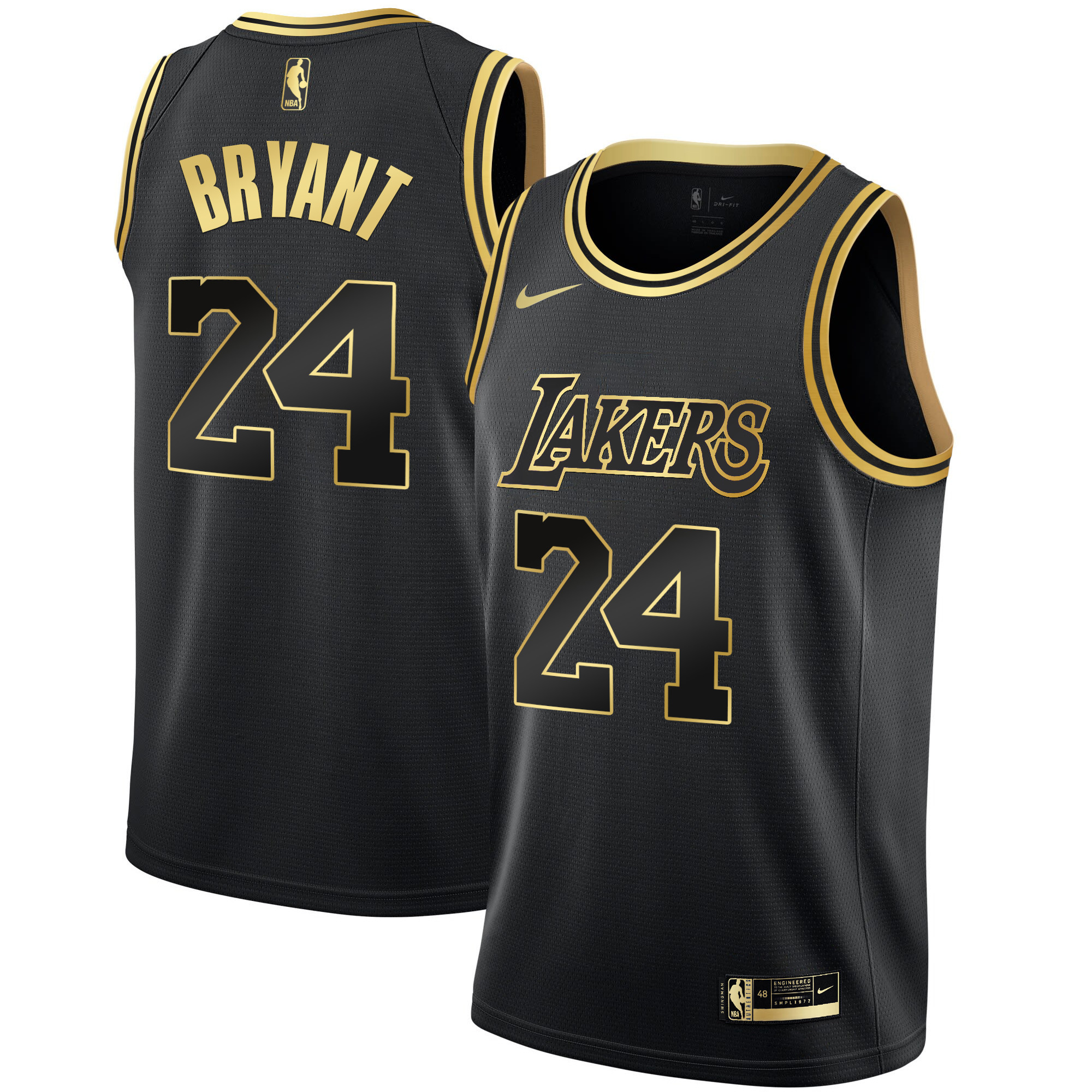 Kobe Bryant #24 Men's Los Angeles Lakers Black Limited & Black Gold Jersey - All Stitched