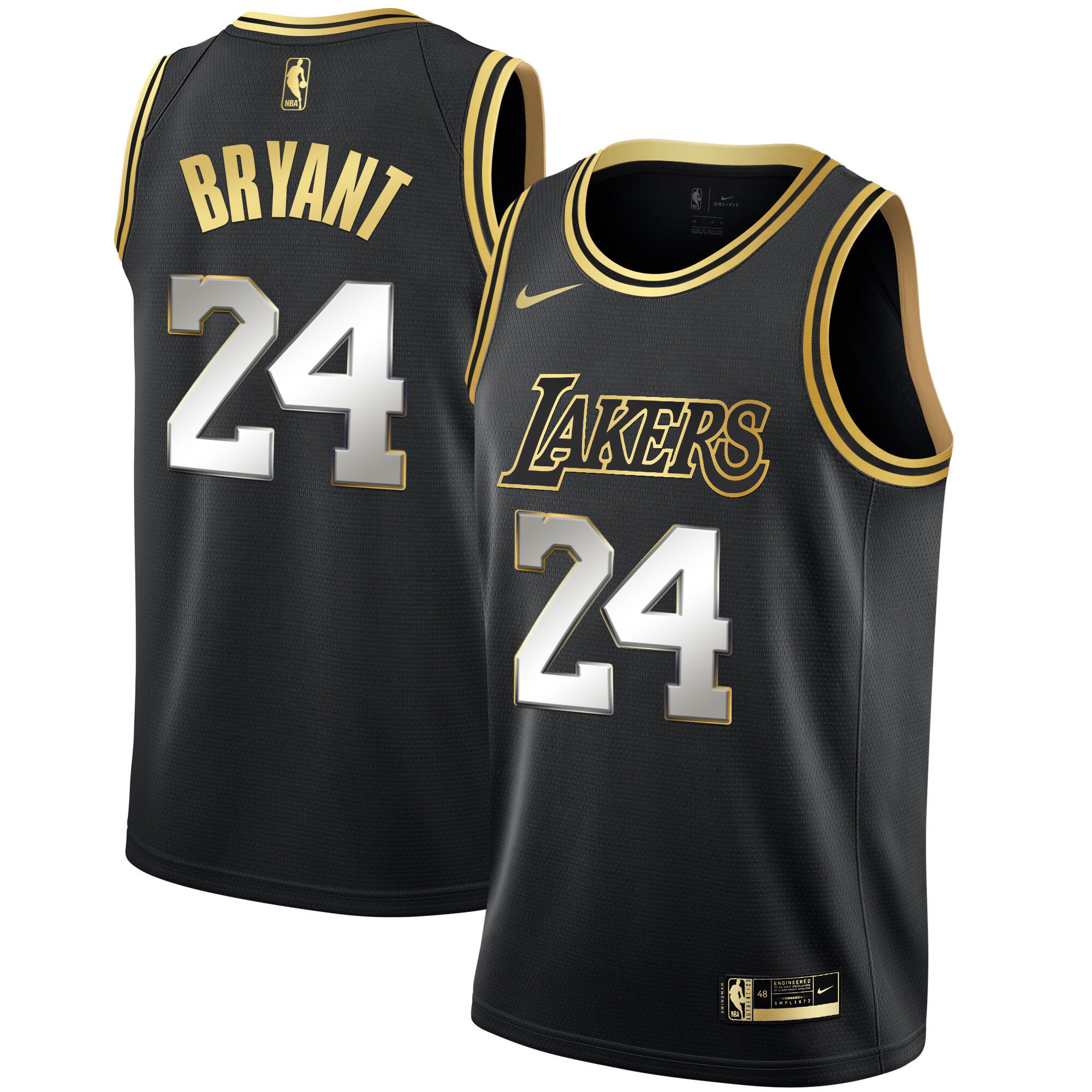Kobe Bryant #24 Men's Los Angeles Lakers Black Limited & Black Gold Jersey - All Stitched
