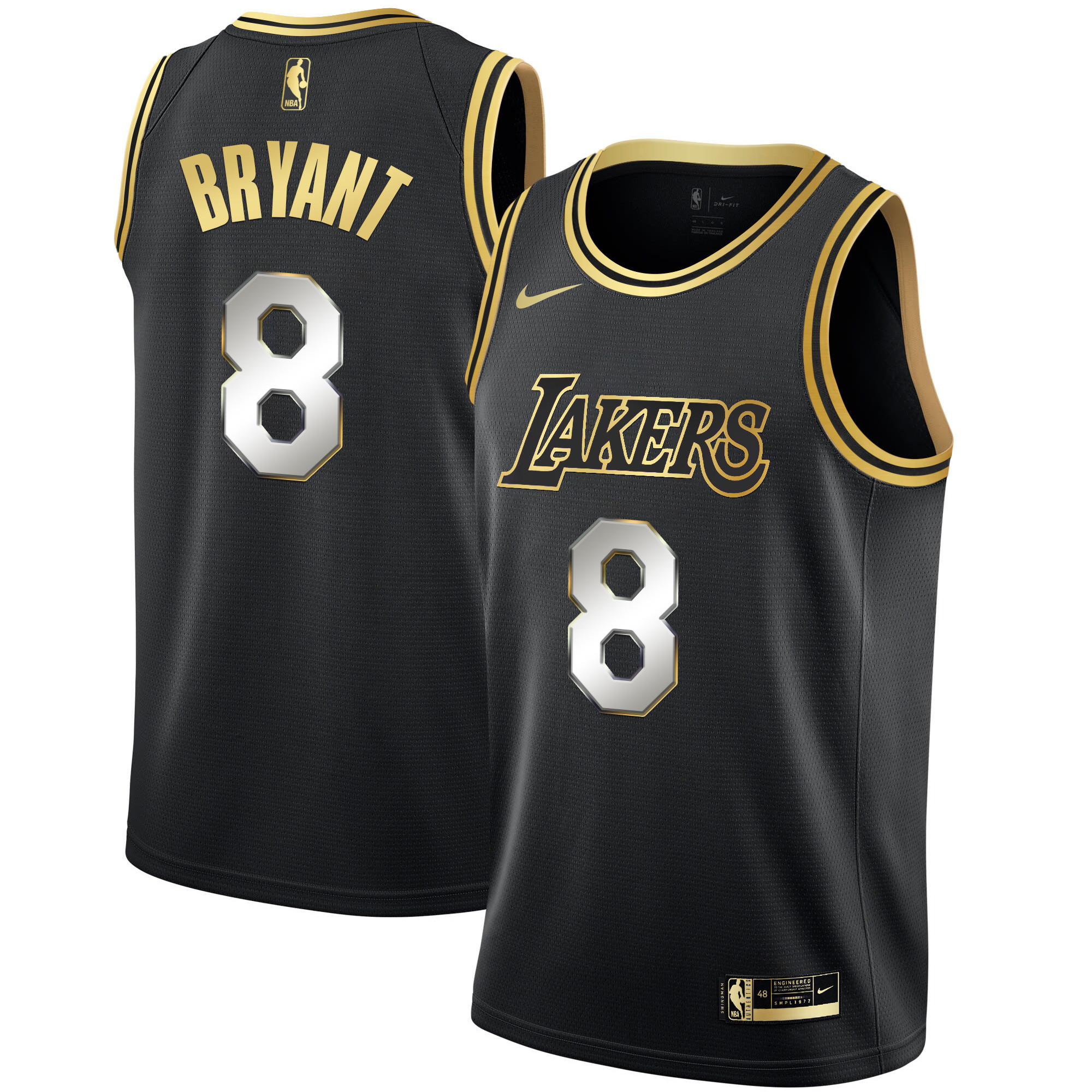 Kobe Bryant #8 Men's Los Angeles Lakers Black Limited & Black Gold Jersey - All Stitched