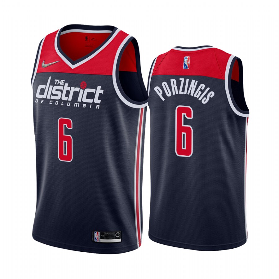 Kristaps Porzingis Washington Wizards Navy #6 Statement Edition Jersey Diamond Badge