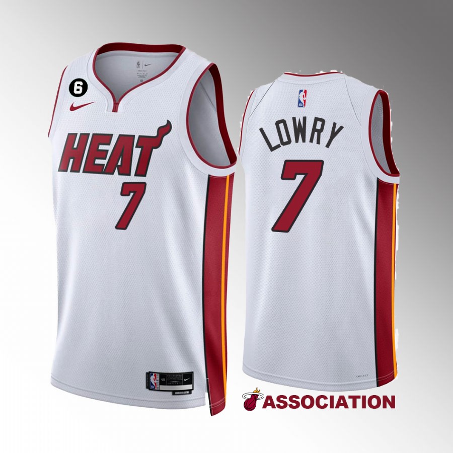 Kyle Lowry Miami Heat White #7 Association Edition Jersey NO.6 Patch