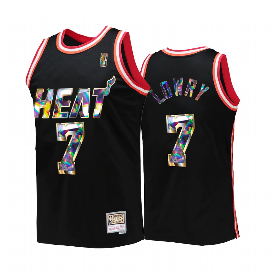 Kyle Lowry #7 Miami Heat 75th Diamond Anniversary Black Throwback Jersey