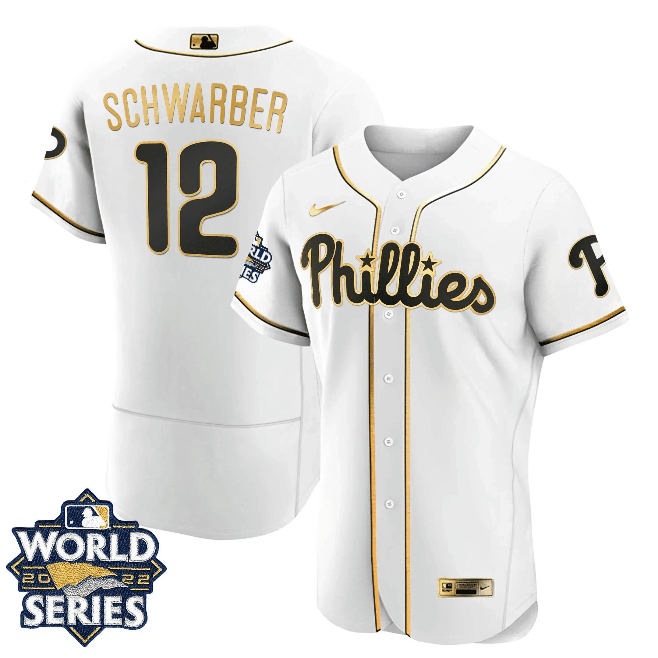 Kyle Schwarber Youth's Philadelphia Phillies Gold World Series Limited Flex White Jersey