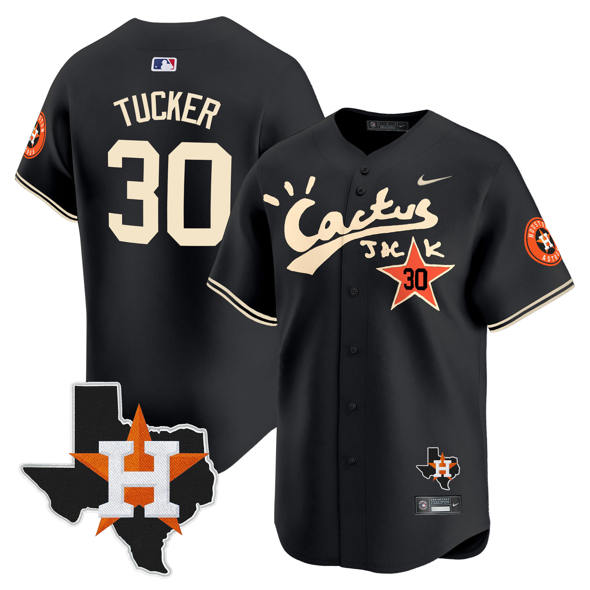 Kyle Tucker Men's Cactus Jack Patch Vapor Premier Limited Black Jersey - All Stitched