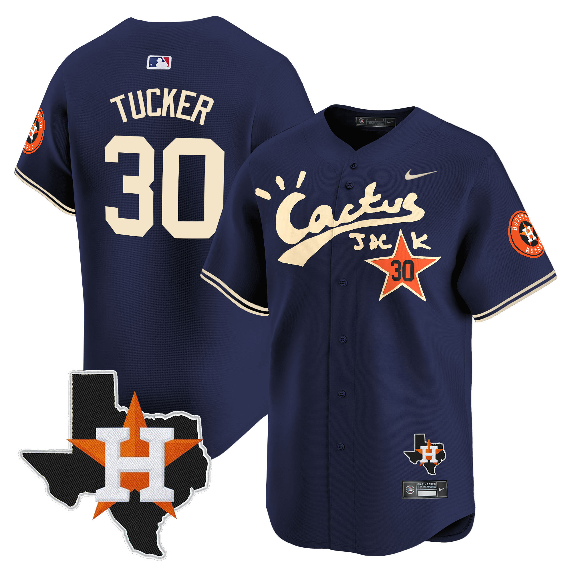 Kyle Tucker Men's Cactus Jack Patch Vapor Premier Limited Navy Jersey - All Stitched