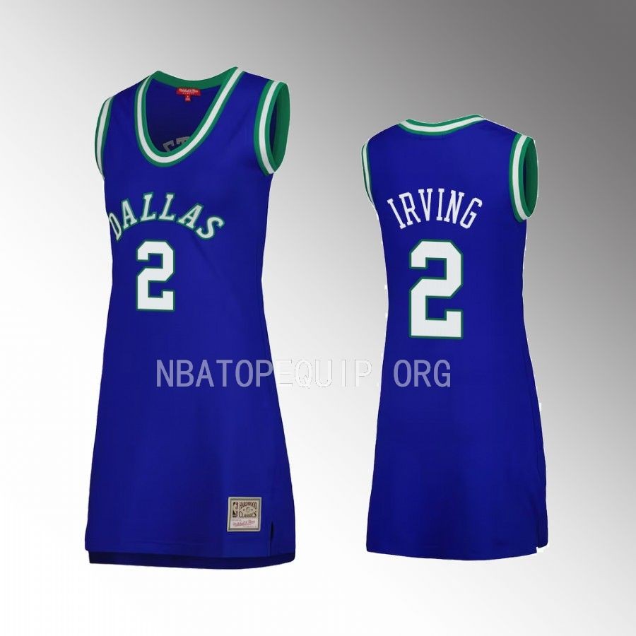 Kyrie Irving Dallas Mavericks #2 Hardwood Classics 1998 Jersey Blue Throwback Dress Women