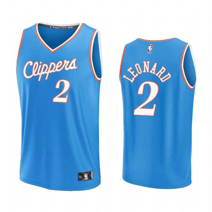 LA Clippers #2 Kawhi Leonard Jersey Fast Break Blue City Edition