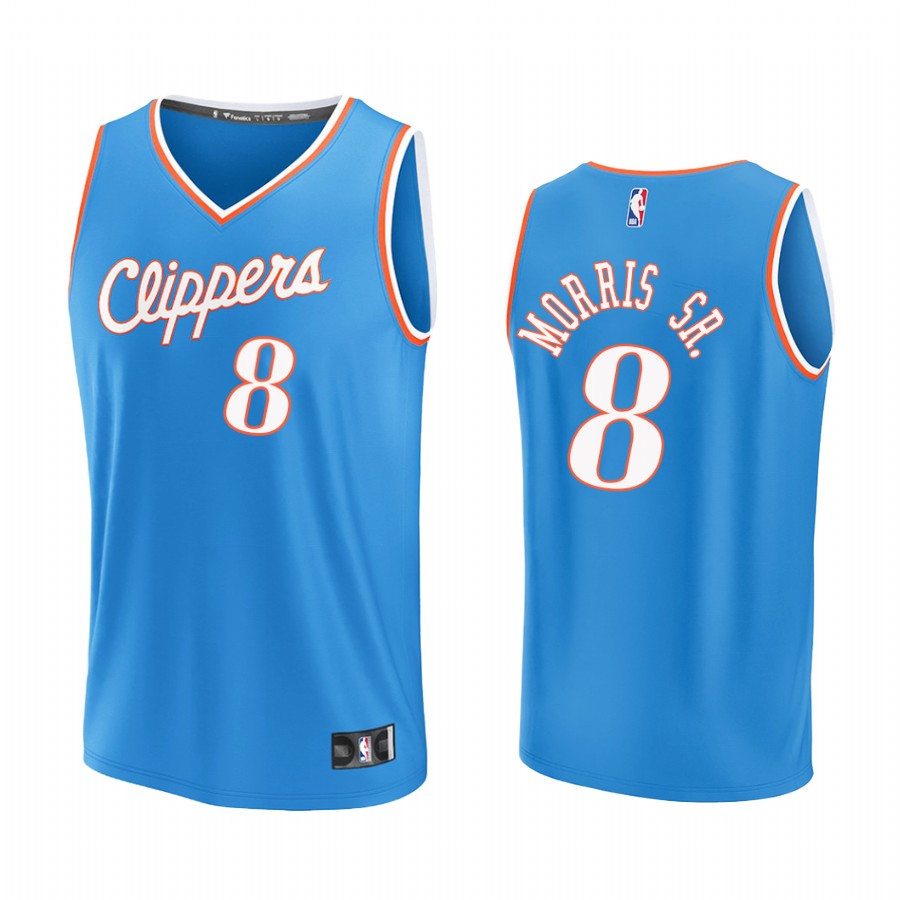 LA Clippers #8 Marcus Morris Sr. Jersey Fast Break Blue City Edition