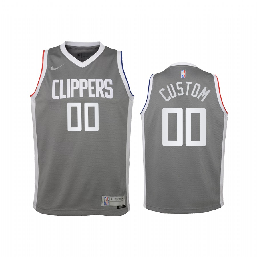 LA Clippers Custom Earned Edition Gray Youth Jersey Swingman #00