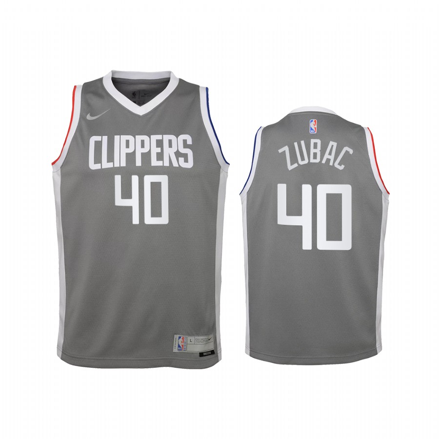 LA Clippers Ivica Zubac Earned Edition Gray Youth Jersey Swingman #40