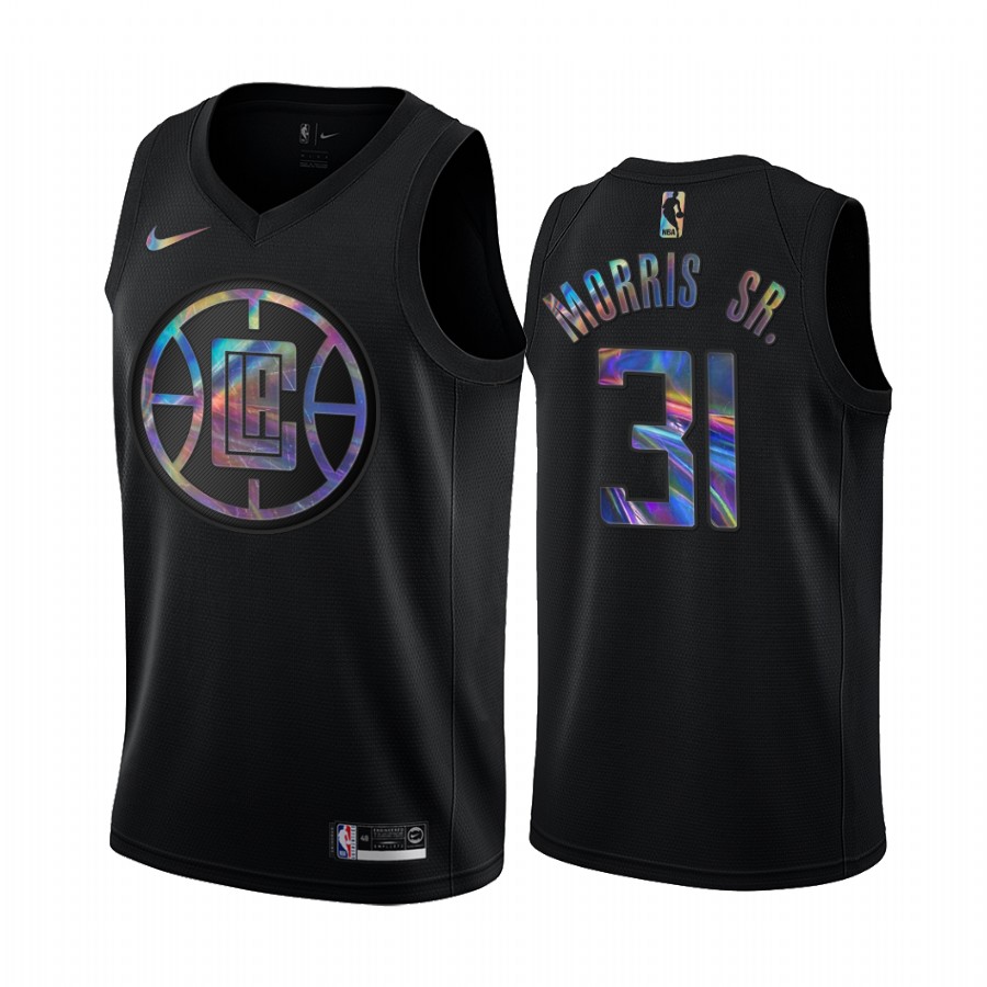 LA Clippers Marcus Morris Sr. #31 Jersey Iridescent Holographic Black Limited Edition