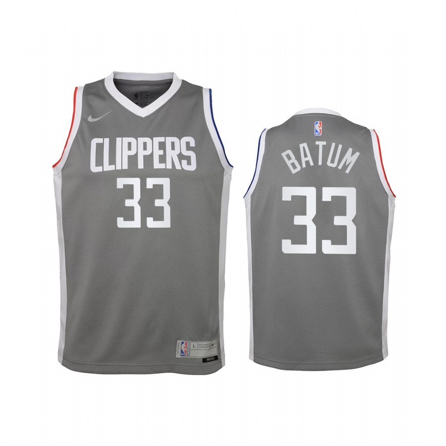 LA Clippers Nicolas Batum Earned Edition Gray Youth Jersey Swingman #33