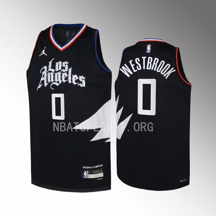 LA Clippers Russell Westbrook Statement Edition Black Youth Jersey Swingman #0