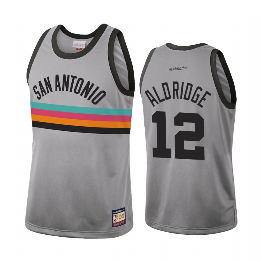 LaMarcus Aldridge #12 San Antonio Spurs Silver Hardwood Classics Jersey