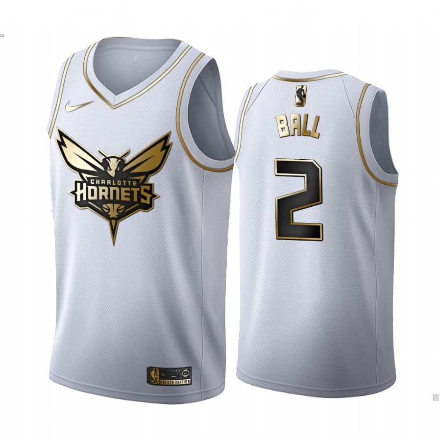 LaMelo Ball Charlotte Hornets  White Golden Edition Jersey Draft