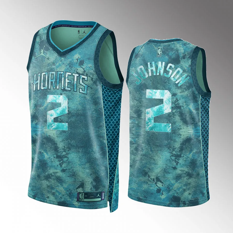 Larry Johnson Select Series Charlotte Hornets #2 Teal Jersey Camo