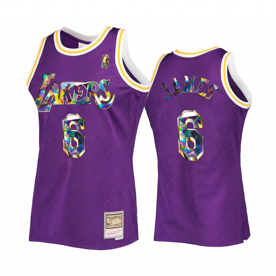 LeBron James 6 Los Angeles Lakers 75th Diamond Purple Jersey Hardwood Classics