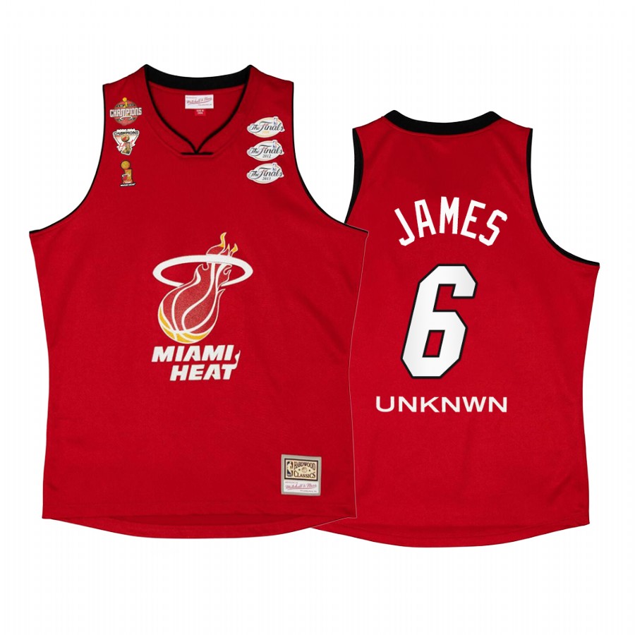 LeBron James #6 Miami Heat My Towns Unknwu Red Finals Champs Jersey