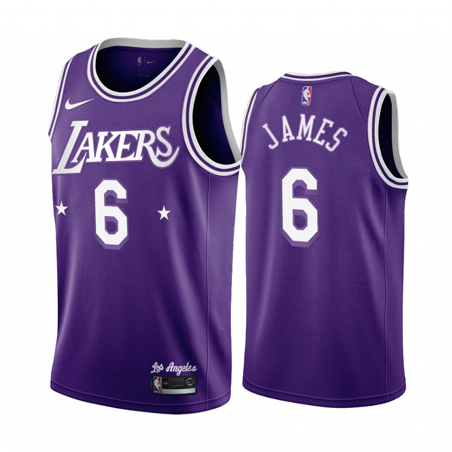 LeBron James Los Angeles Lakers City Edition Purple #23 Jersey Throwback 60s