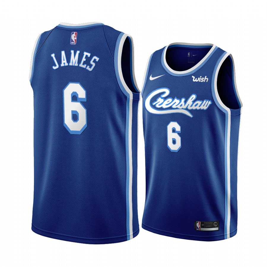 LeBron James Los Angeles Lakers Crenshaw Blue #6 Jersey Change Number