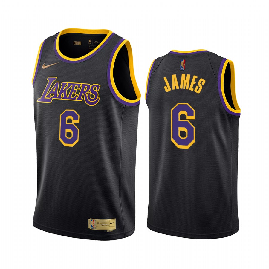 LeBron James Los Angeles Lakers Earned Edition Black #6 Jersey Change Number