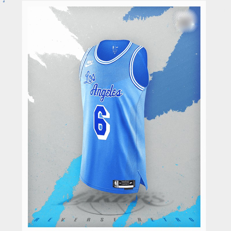 LeBron James Los Angeles Lakers Blue #6 Jersey Reverse Retro