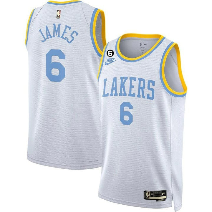 LeBron James Men's Los Angeles Lakers Collection White Classic Jersey - All Stitched