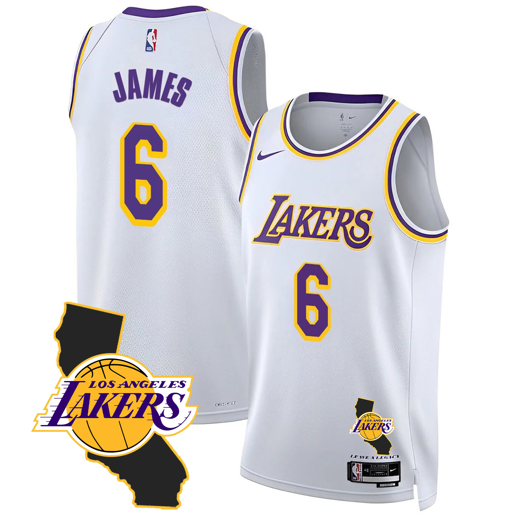 LeBron James Men's Los Angeles Lakers California Patch Association Jersey - All Stitched