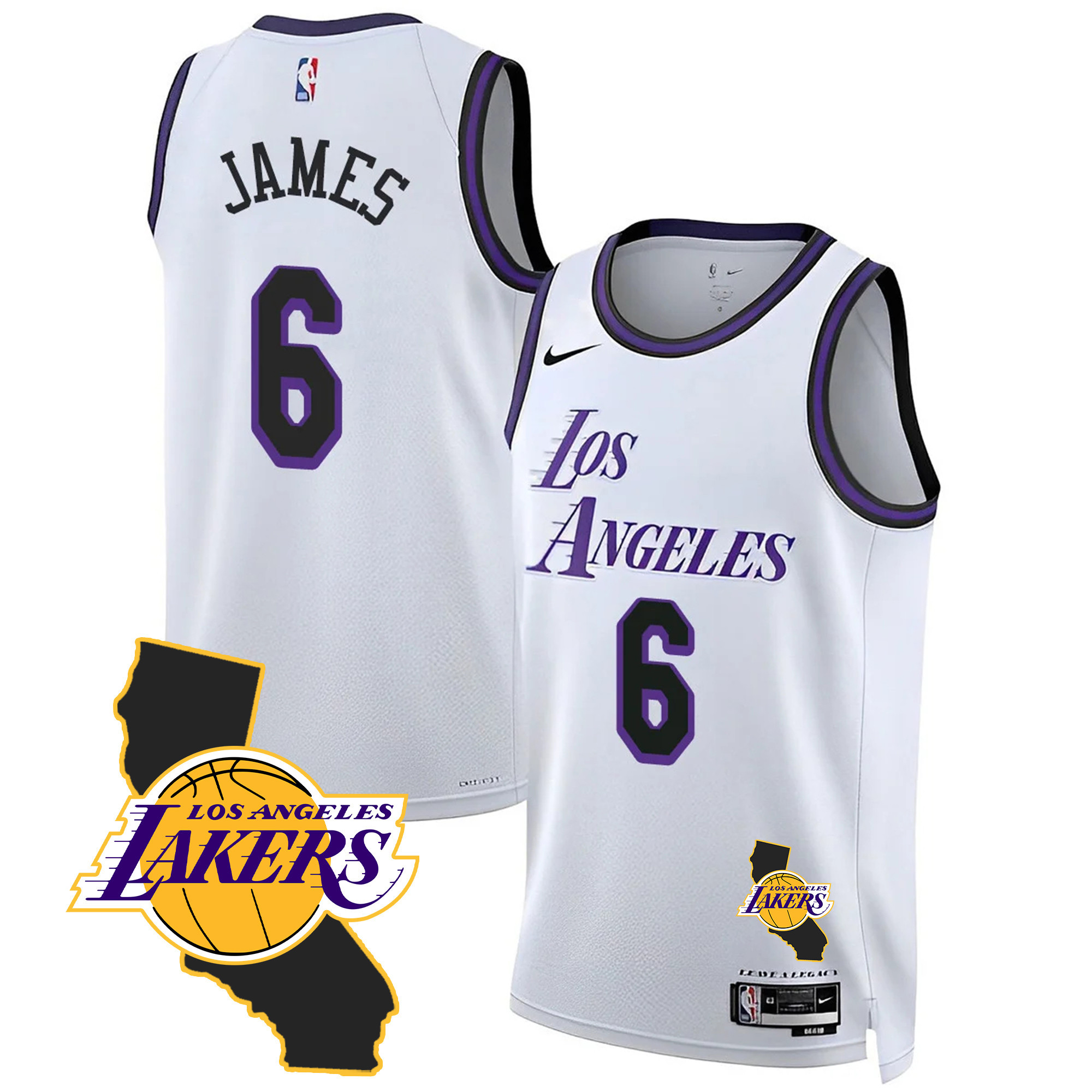 LeBron James Men's Los Angeles Lakers California Patch City Jersey - All Stitched