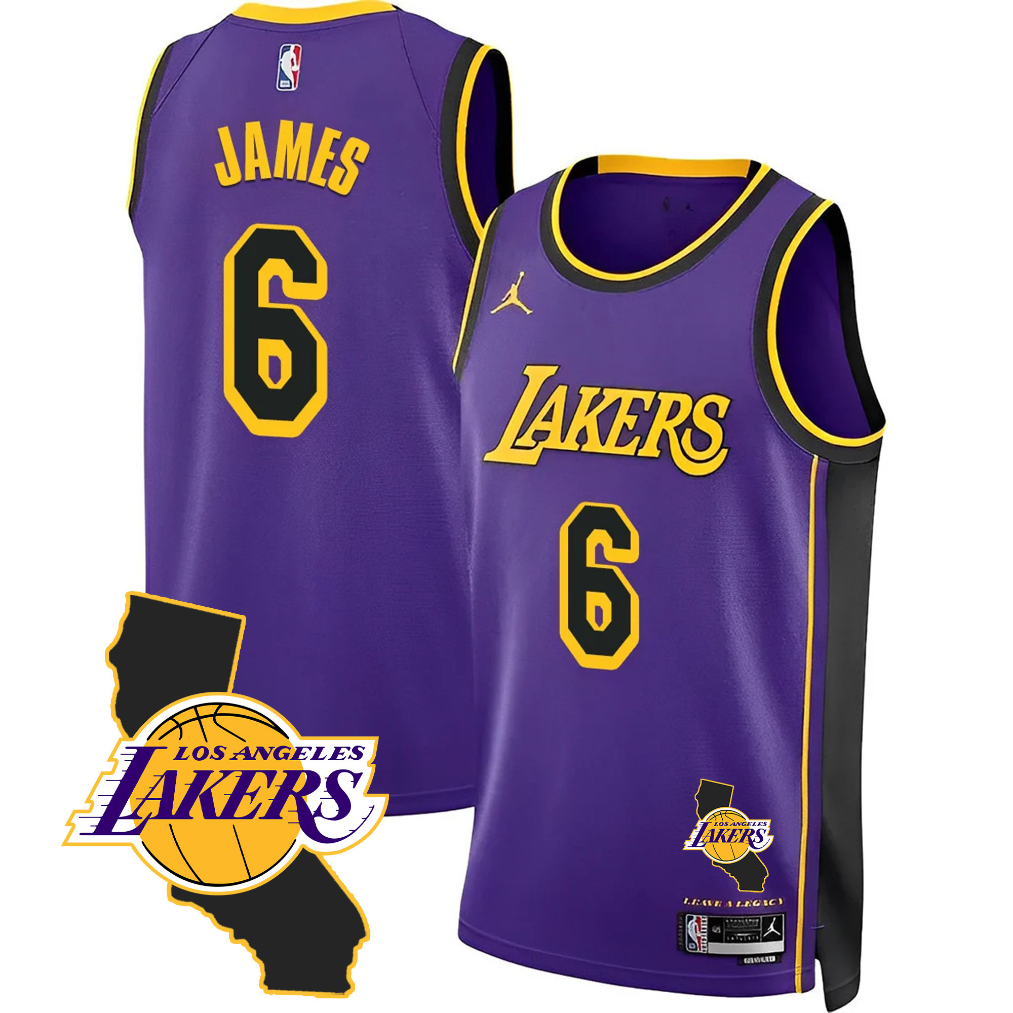LeBron James Men's Los Angeles Lakers California Patch Purple Jersey - All Stitched