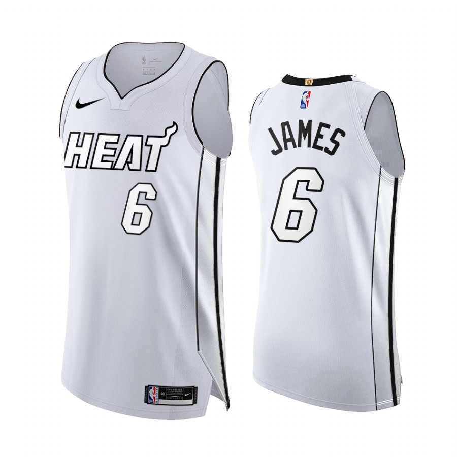 LeBron James White Hot #6 Miami Heat Playoffs Jersey