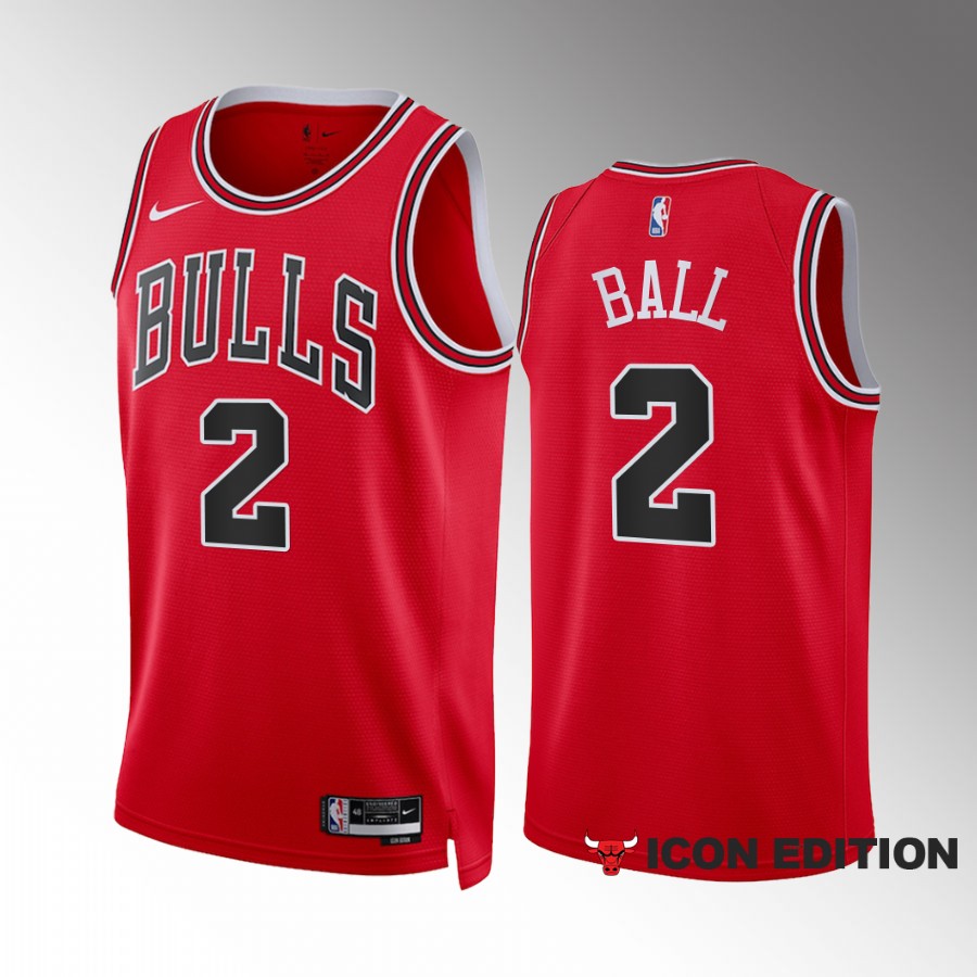 Lonzo Ball Chicago Bulls Red #2 Icon Edition Jersey Swingman