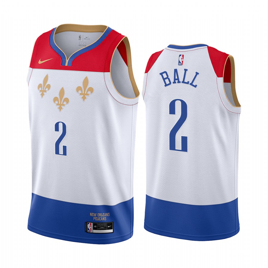 Lonzo Ball New Orleans Pelicans White City Edition fleur-de-lis  Jersey