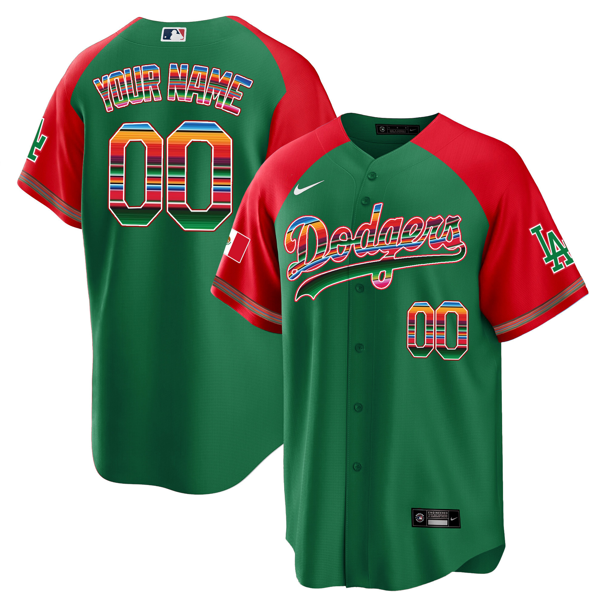 Los Angeles Dodgers Mexico Alternate Cool Base Custom Green Jersey