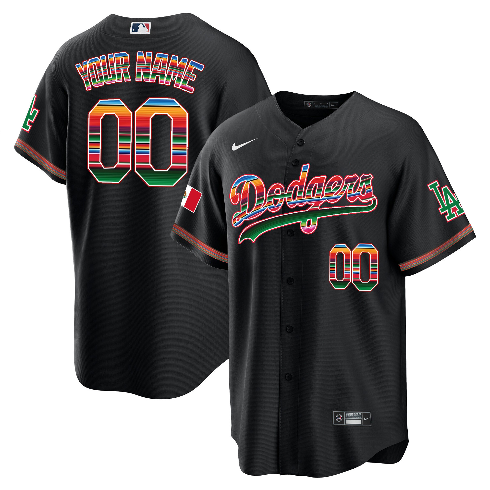 Los Angeles Dodgers Mexico Cool Base Limited Custom Black Jersey