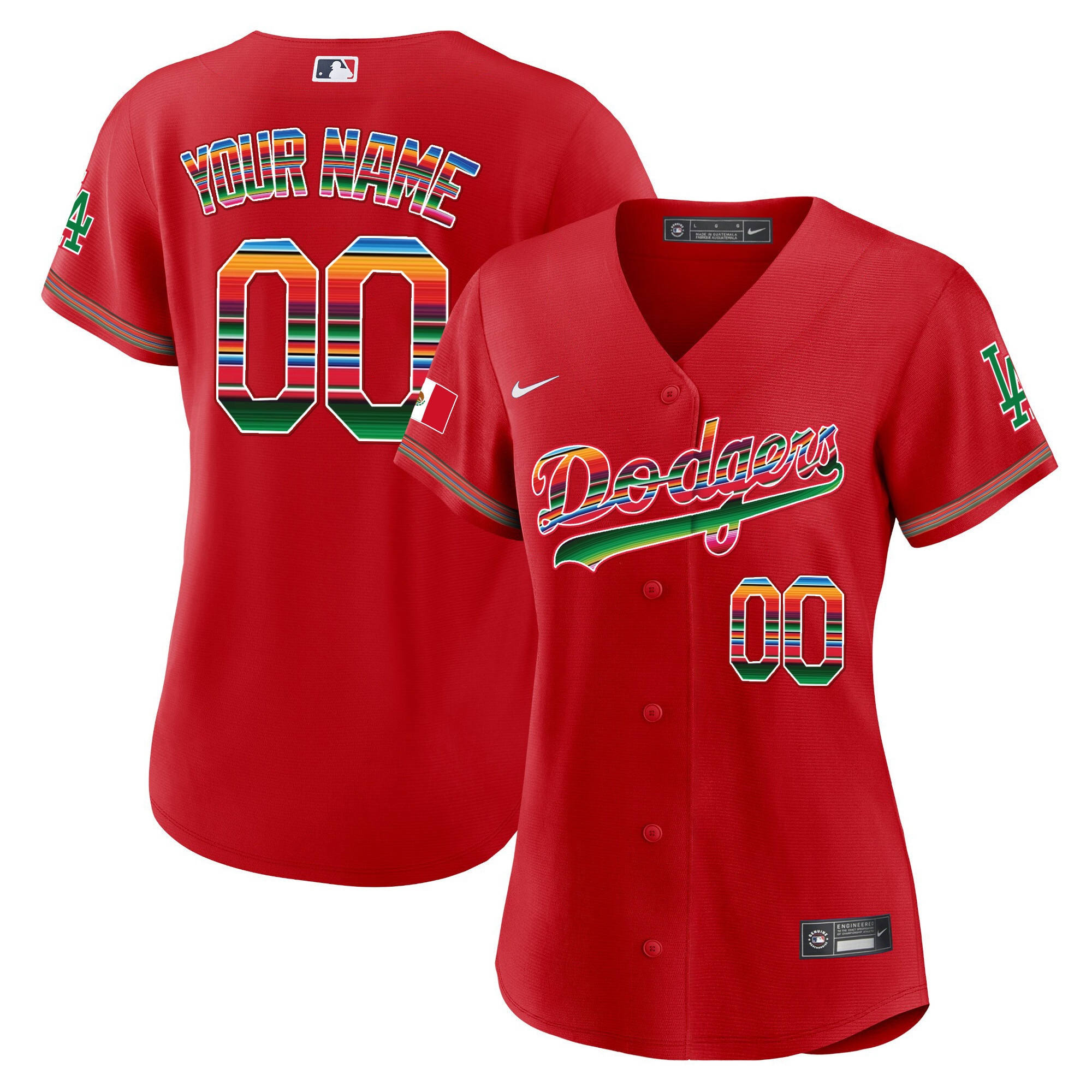 Los Angeles Dodgers Mexico Cool Base Limited Custom Red Jersey
