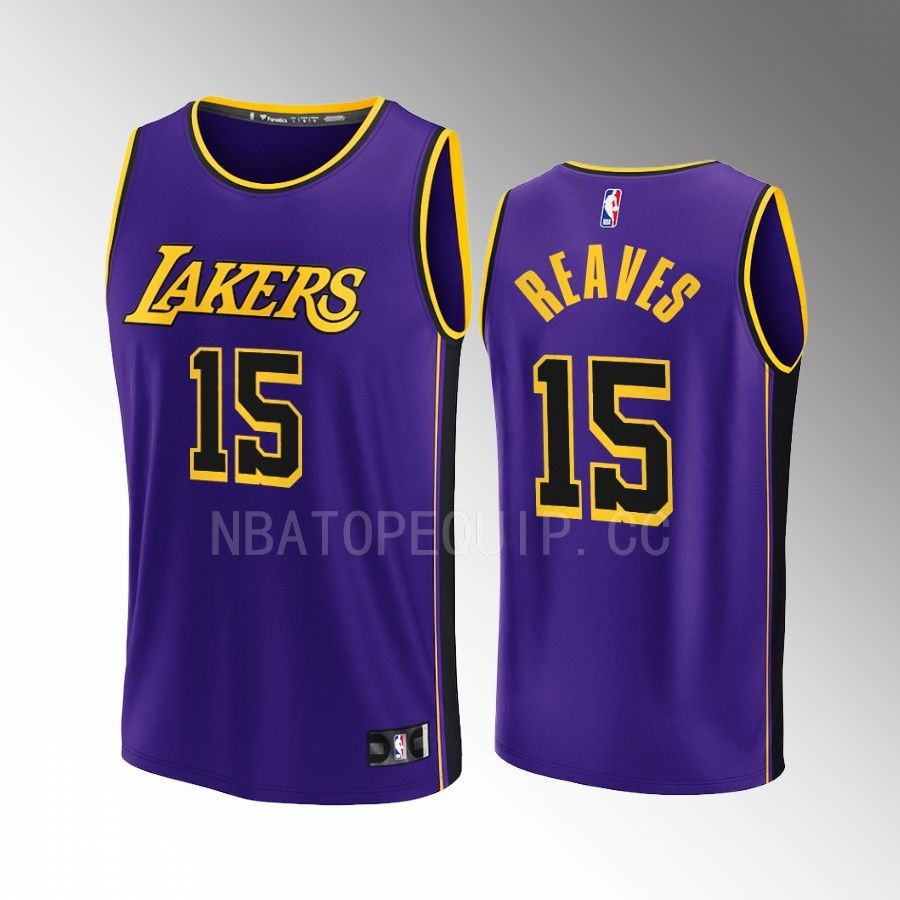Los Angeles Lakers #15 Austin Reaves Statement Jersey Fast Break Purple