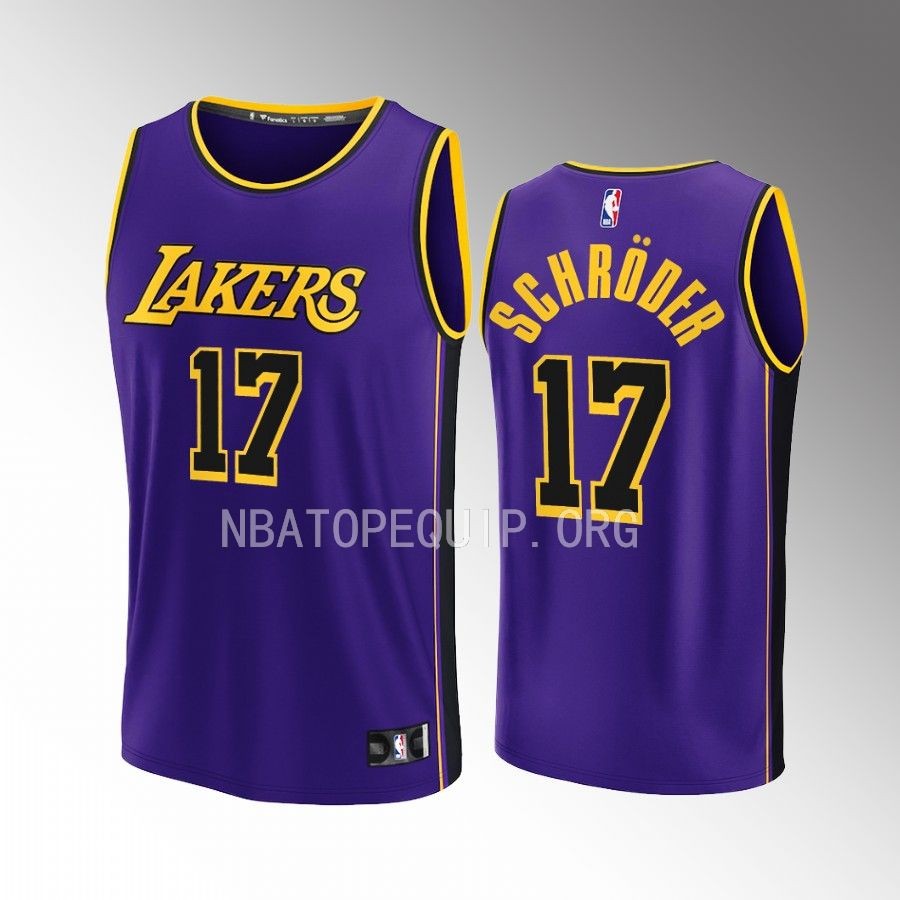 Los Angeles Lakers #17 Dennis Schroder Statement Jersey Fast Break Purple