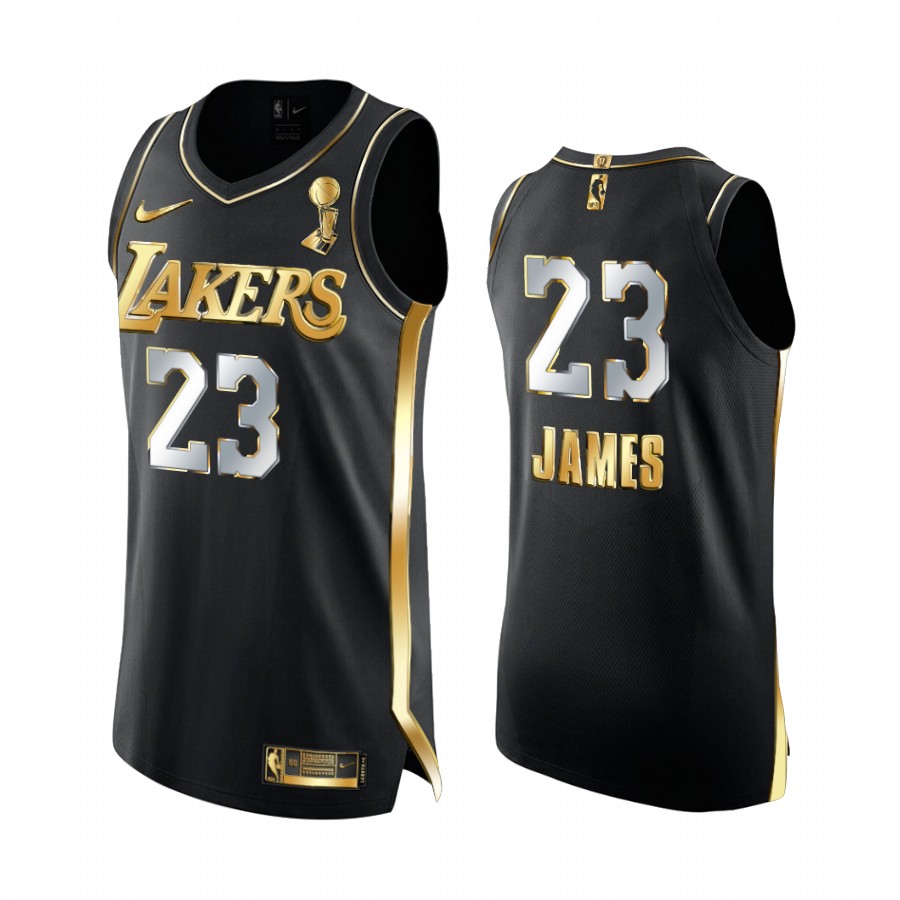 Los Angeles Lakers 17X Finals Champions LeBron James Black Golden Jersey Social justice